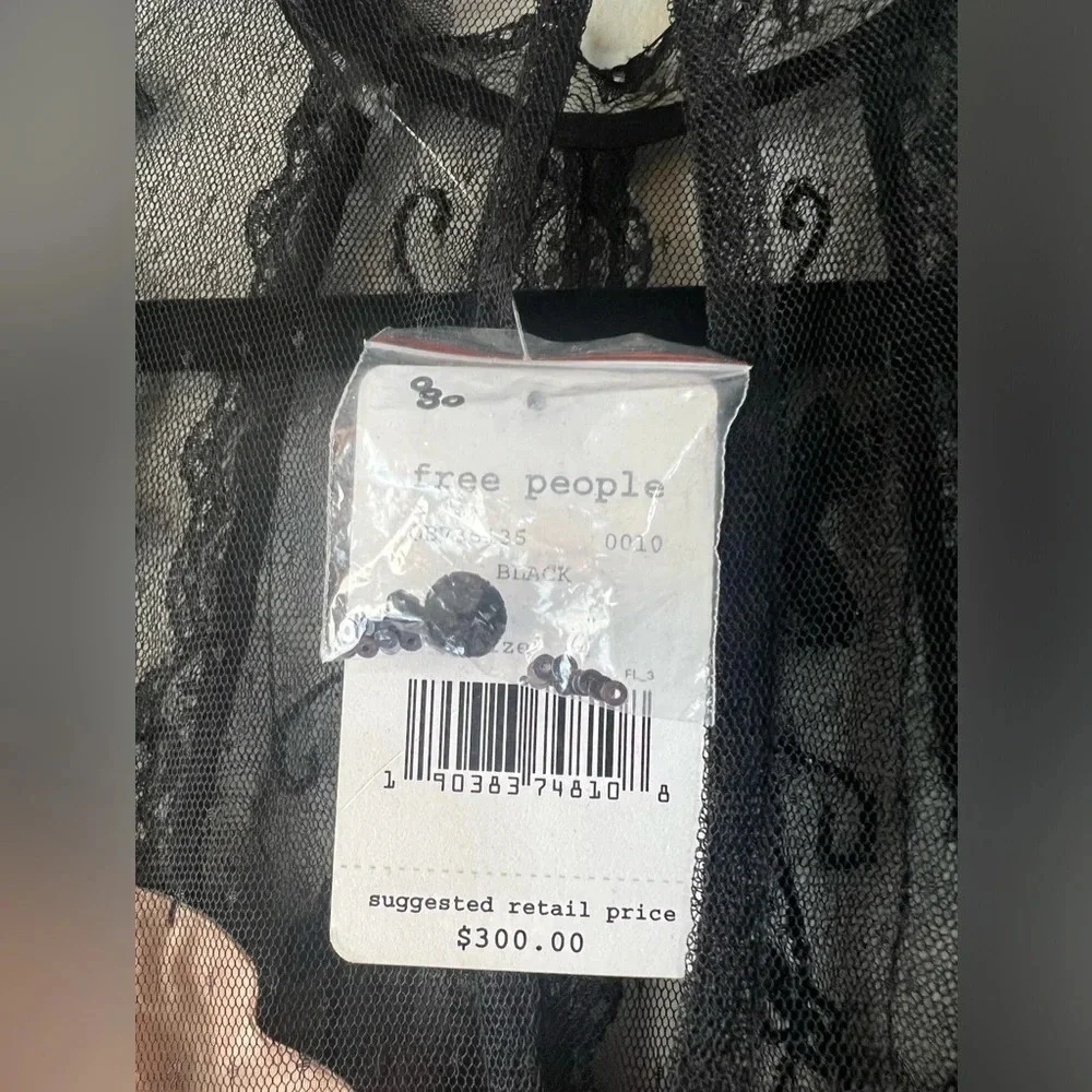 Free People lace and velvet mini dress size 4 NWT coquette girl goth sequins - Picture 8 of 8